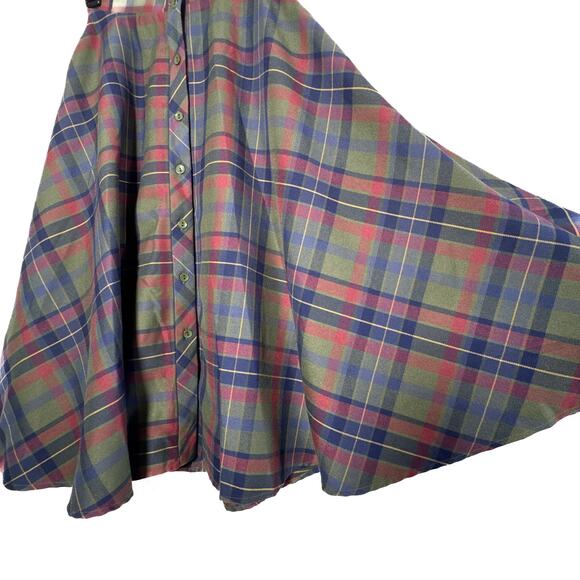 ModCloth x Collectif Plaid Midi Skirt Tartan Button Front XS 4 - Picture 6 of 8